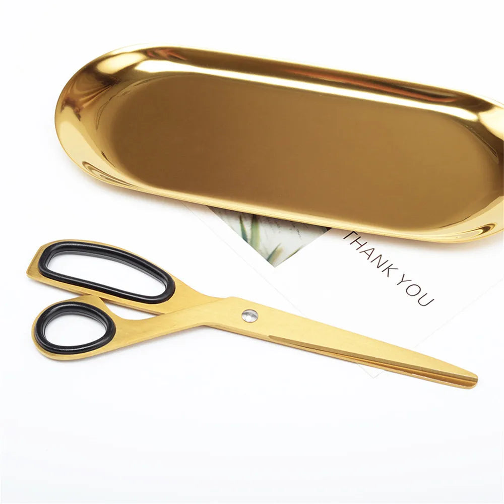 1PC Golden Scissors Household Cutting Tools Office Ribbon-cutting Scissors Asymmetry Fabric Dressmaking Cutter Tailor Shear