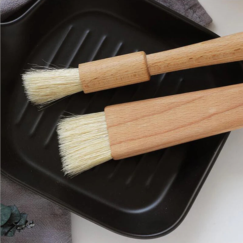 1pc Household Kitchen Brush Barbecue Oil Brush Round Handle Bristle Brushes Flat Pastry Baking Brush Kitchen Cooking Brush