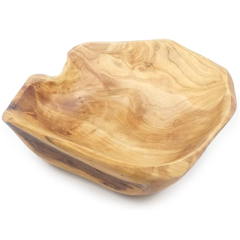 Wooden Fruit Salad Serving Bowl Hand-Carved Root Bowls Creative Living Room Real Wood Candy Bowl