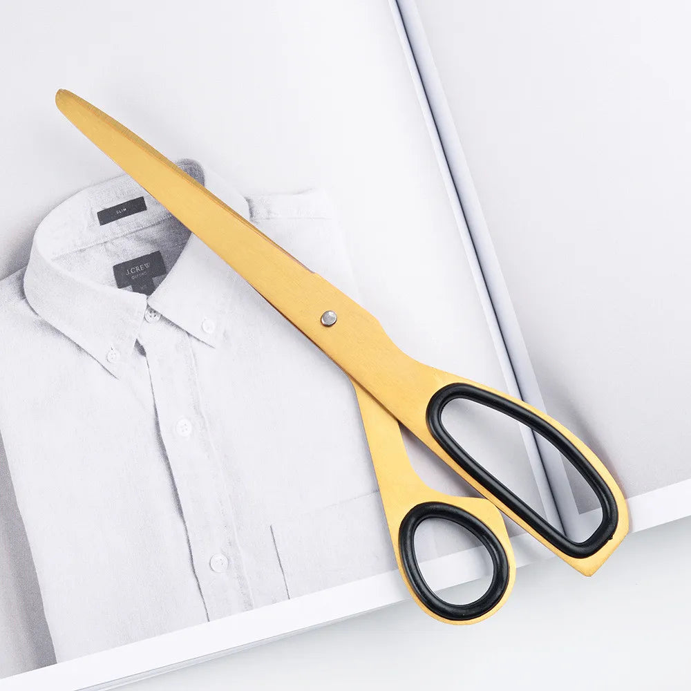 1PC Golden Scissors Household Cutting Tools Office Ribbon-cutting Scissors Asymmetry Fabric Dressmaking Cutter Tailor Shear