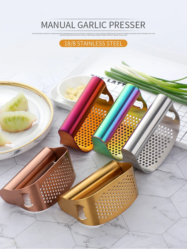 Multifunction Kitchen Gadgets Garlic Press Stainless Steel Manual Ginger Garlic Squeezer Crusher Vegetables Tools Bottle Opener