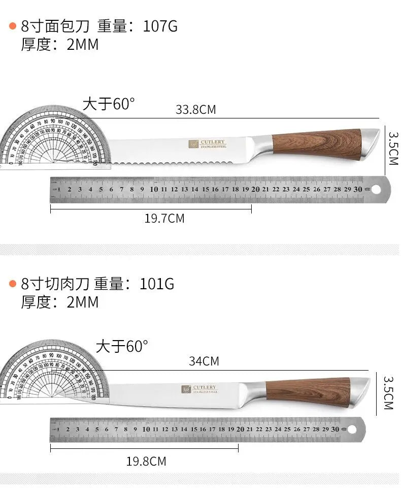 Juego de Cuchillos de Acero Inoxidable – 6 Piezas, Multiusos para Cocina y Chef