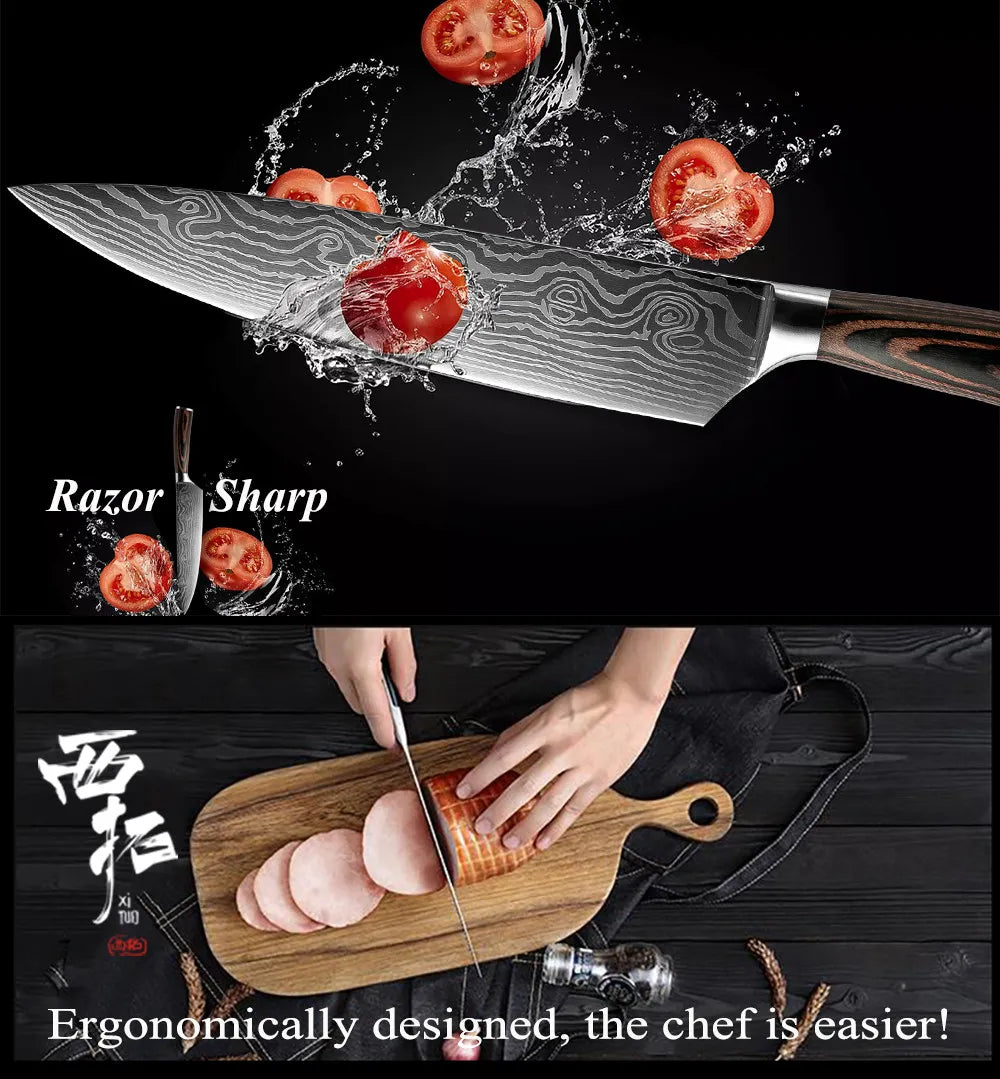 Juego de Cuchillos de Cocina de Alta Calidad – Santoku y Chef Japonés