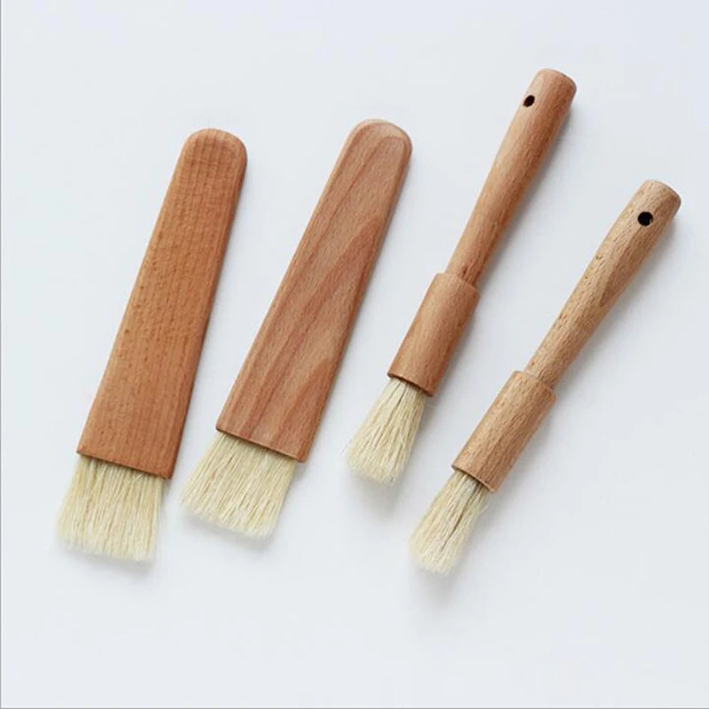 1pc Household Kitchen Brush Barbecue Oil Brush Round Handle Bristle Brushes Flat Pastry Baking Brush Kitchen Cooking Brush