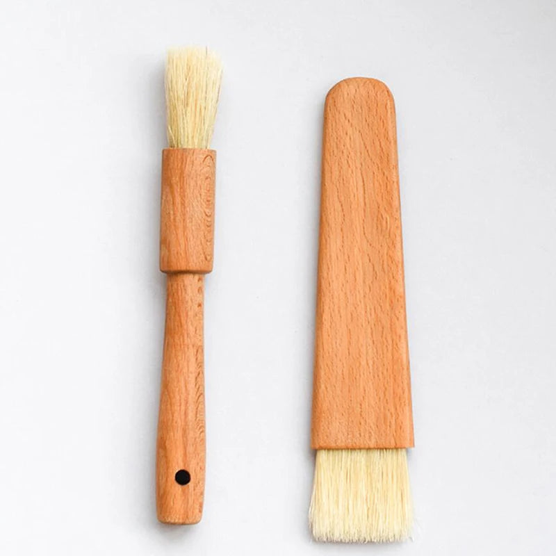 1pc Household Kitchen Brush Barbecue Oil Brush Round Handle Bristle Brushes Flat Pastry Baking Brush Kitchen Cooking Brush