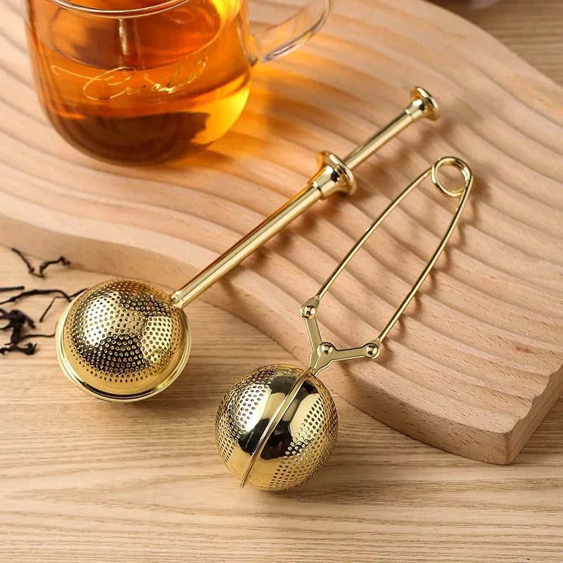 Press Type 304 Stainless Steel Tea Ball Infuser Retractable Metal Coffee Powder Cha Strainer Kitchen Diffuser Sieve For Spice