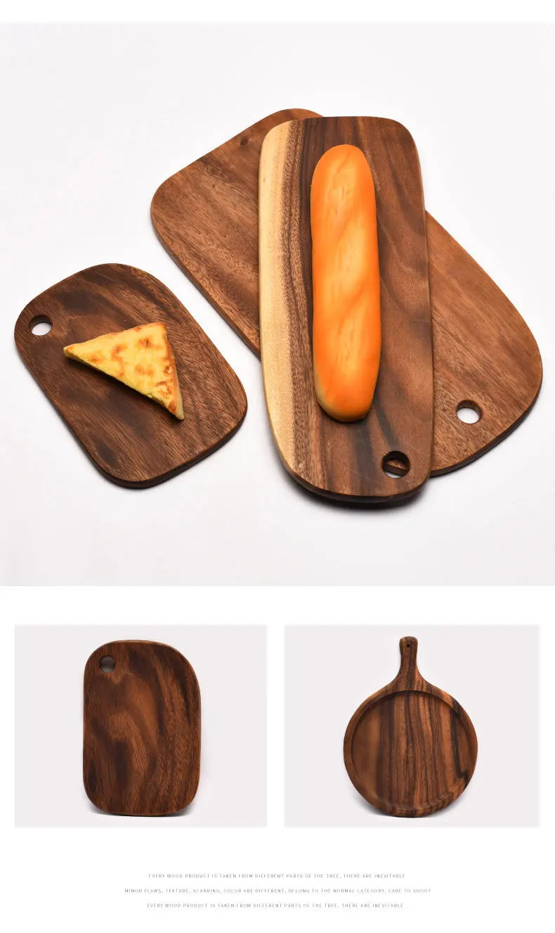 HEMU-Acacia Wood Bread Board, Wood Chopping Board, Western Style, Pizza, Sushi, Cutting Board, Cheese, Steak Tray, Wooden Fruit