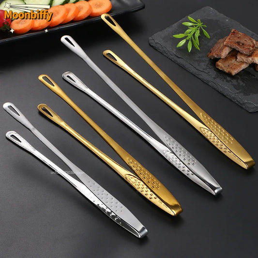 Food Tongs Stainless Steel Barbecue Tongs Meat Salad Steak Food Serving Tongs Tweezers Long BBQ Cooking Tongs Kitchen Utensils