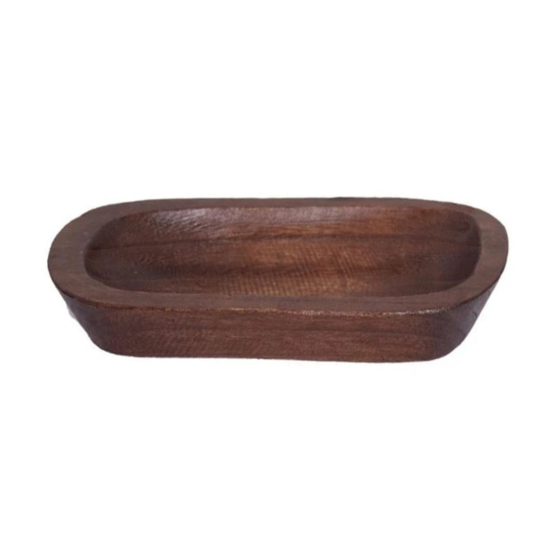 Wooden dough bowl household oval wooden decorative bowl retro country style wooden bowl decorative candle bowl