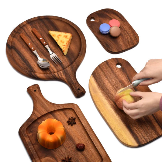 HEMU-Acacia Wood Bread Board, Wood Chopping Board, Western Style, Pizza, Sushi, Cutting Board, Cheese, Steak Tray, Wooden Fruit