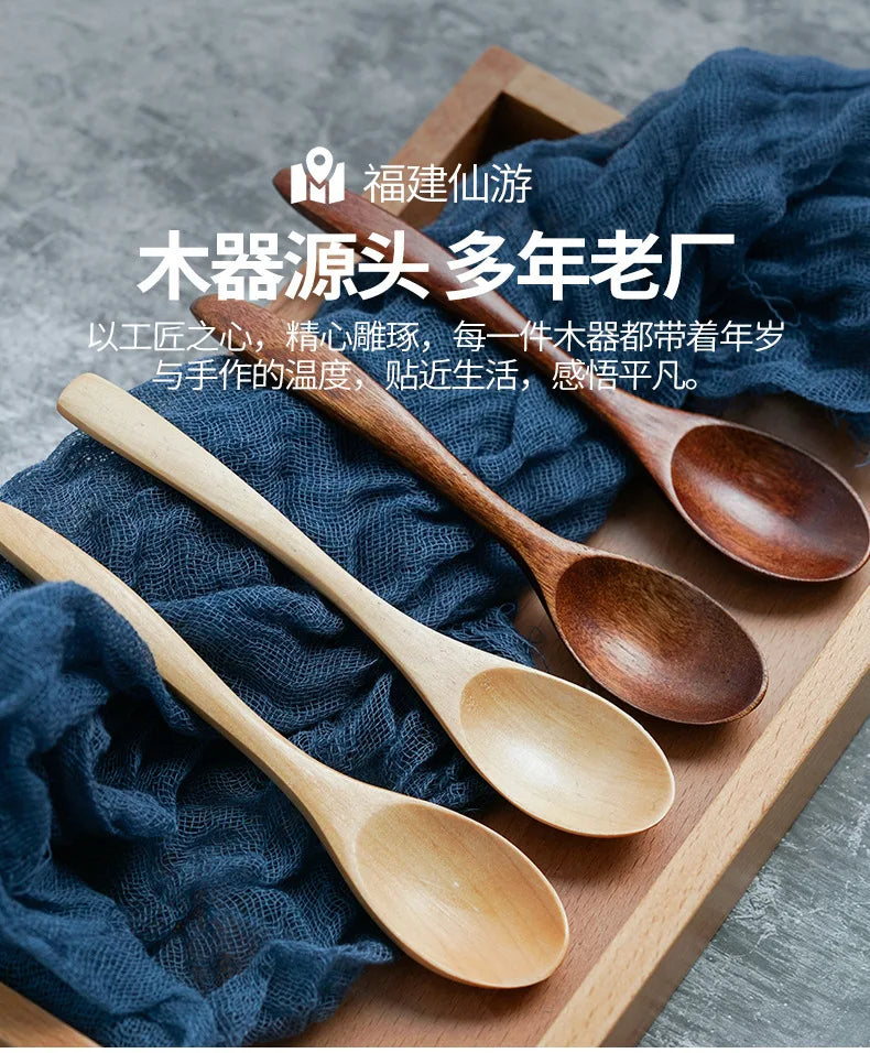 Wooden Spoon Wood Tableware Spoon Anti-Scald Tea Coffee Stirring Spoons Kitchen Cooking Utensil Tool Soup Teaspoon Cucharas 숟가락