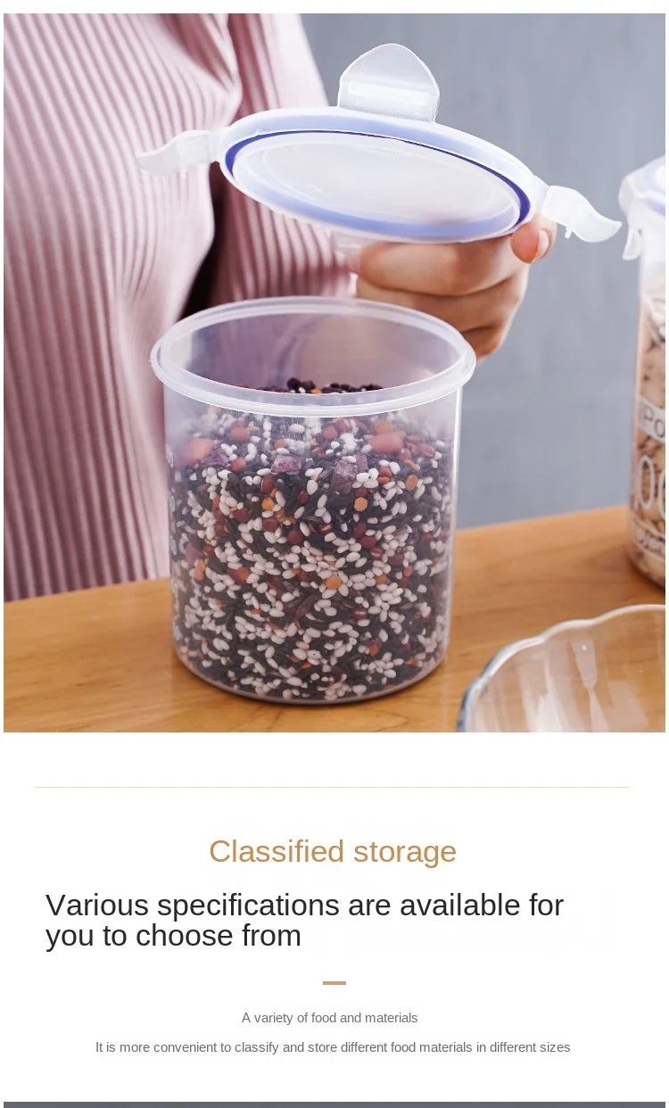 Plastic Sealed Tank Large Capacity Crisper Kitchen Organize Grain Storage Box With Scale Sealed Box Clear Jar Spice Container