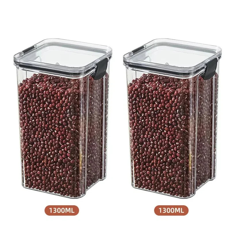 460-1800ml Sealed Jars Kitchen Grain Storage Organizer Large Tank Plastic Moisture-proof Storage Box Household Seasoning Jars