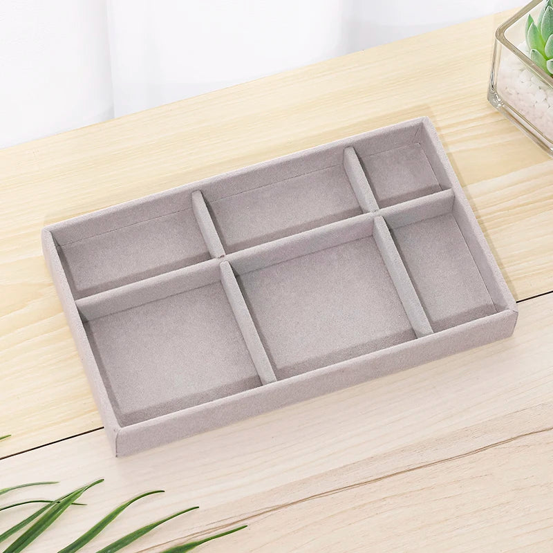 Velvet Jewelry Tray Display Case Portable Holder Earring Necklace Packaging Box Grey Beige Stackable Jewelry Organizer Boxes