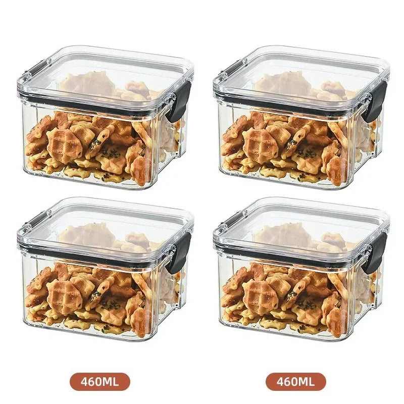 460-1800ml Sealed Jars Kitchen Grain Storage Organizer Large Tank Plastic Moisture-proof Storage Box Household Seasoning Jars