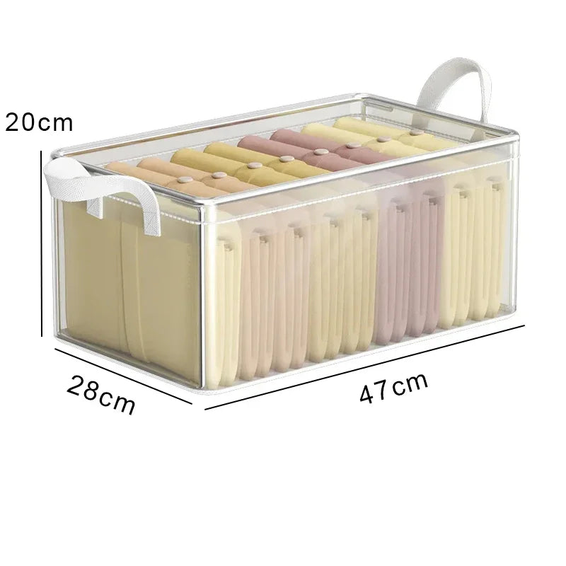 PVC Transparent Storage Basket for Clothes Underwear Storage Box Stainless Steel Frame Wardrobe Organizer Waterproof Cloth Box