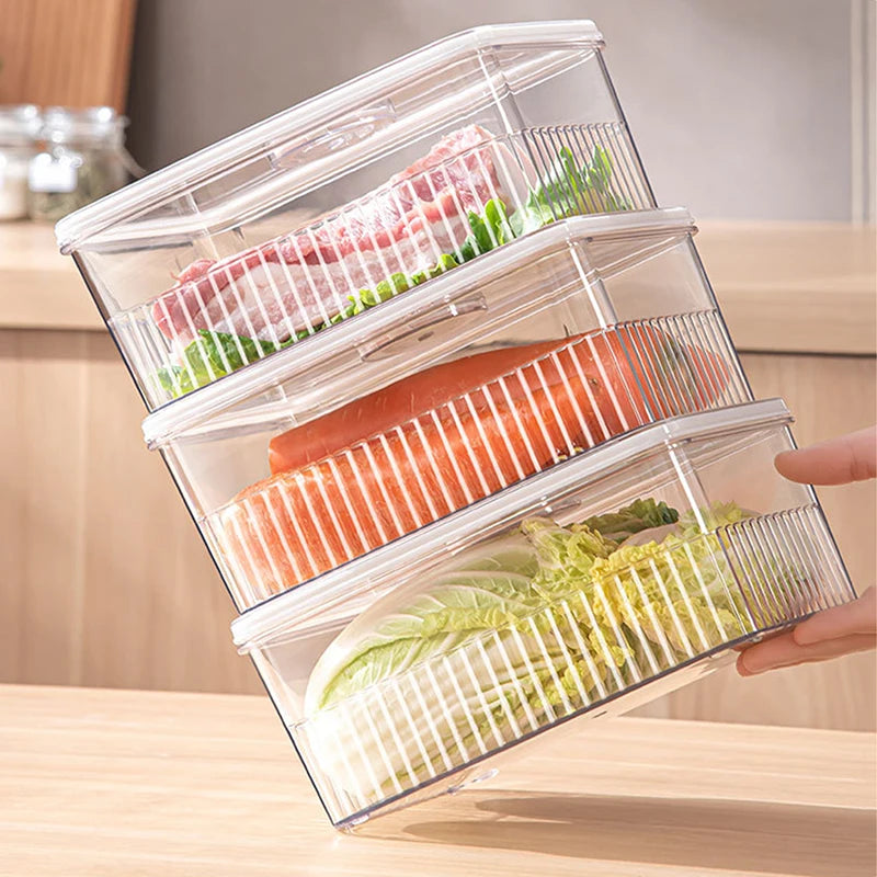 Transparent Fridge Organizer Food Storage Containers Fresh Vegetable Fruit Baskets Refrigerator Storage Box Kitchen Organizer