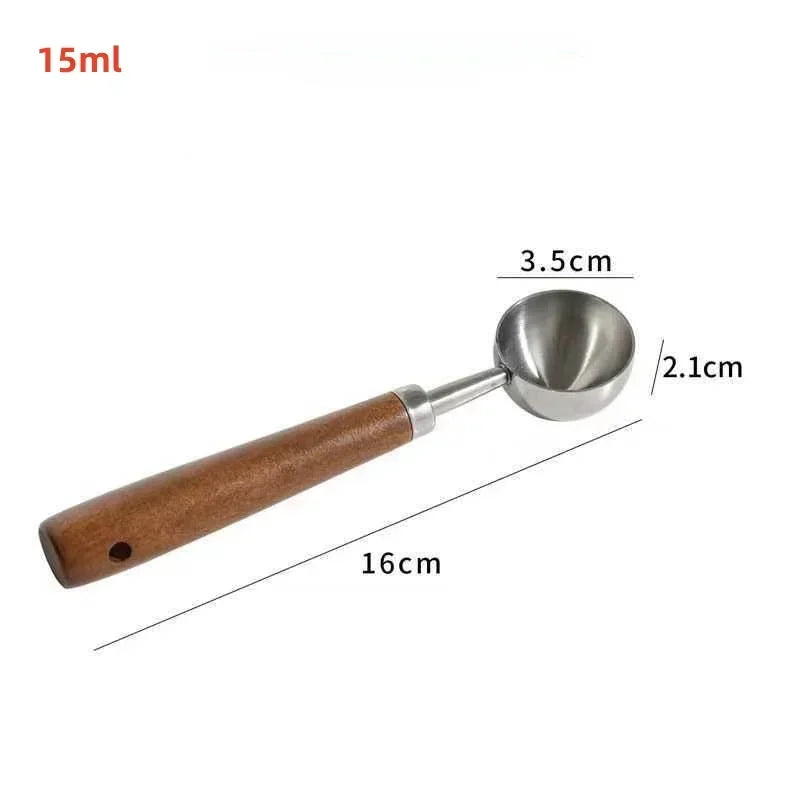 Stainless Steel Walnut Coffee Bean Measuring Spoons Household Tools High Profile Level Long Handle Coffee Powder Measuring Spoon