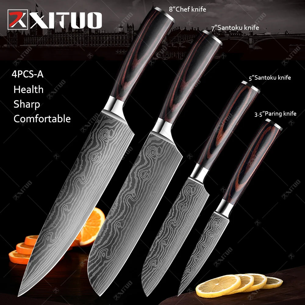 Juego de Cuchillos de Cocina de Alta Calidad – Santoku y Chef Japonés