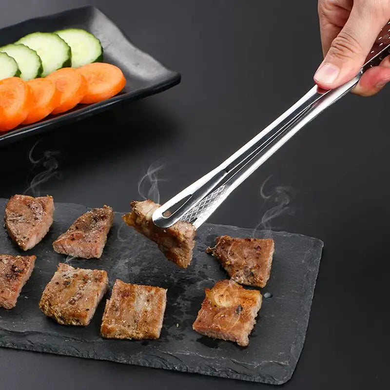 Food Tongs Stainless Steel Barbecue Tongs Meat Salad Steak Food Serving Tongs Tweezers Long BBQ Cooking Tongs Kitchen Utensils