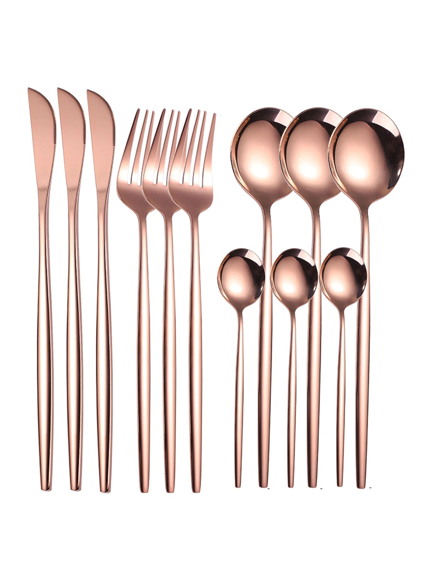 12pc Thin stainless steel cutlery set Portugal steak knife and fork dessert spoon coffee spoon