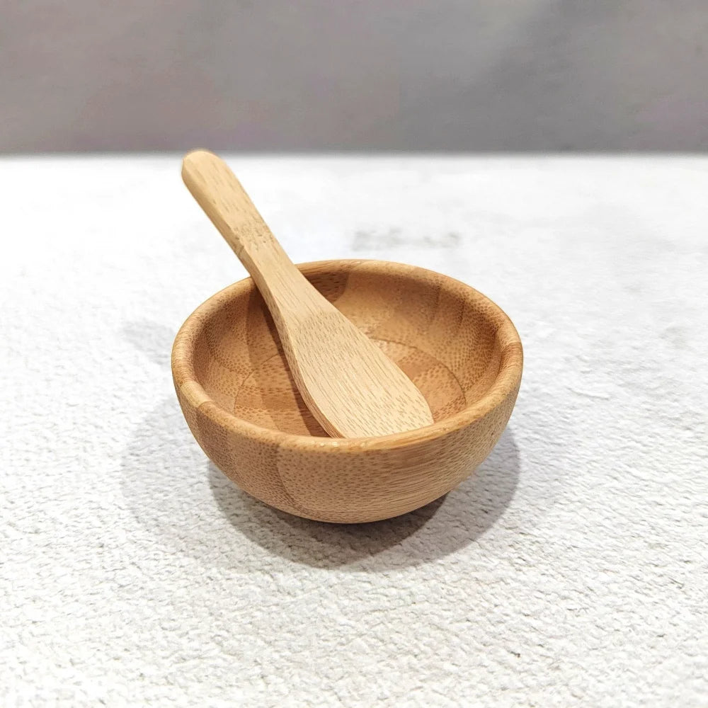 1/2/3pcs Mini Size Bamboo DIY Face Mask Mixing Bowl with Spoon Aromatherapy Bowl Set Massage Oil Face Care Makeup Tool Kits