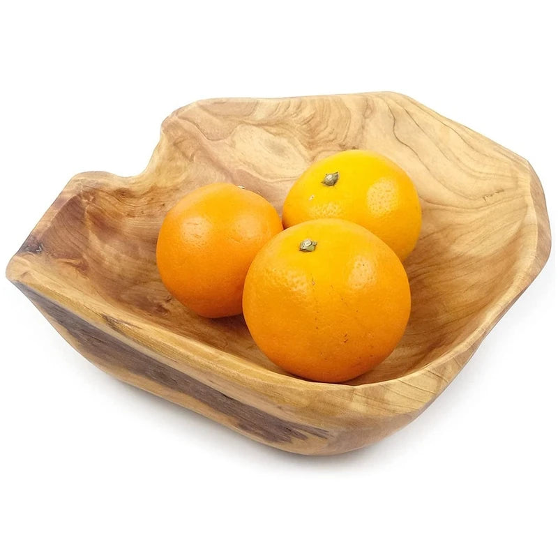 Wooden Fruit Salad Serving Bowl Hand-Carved Root Bowls Creative Living Room Real Wood Candy Bowl