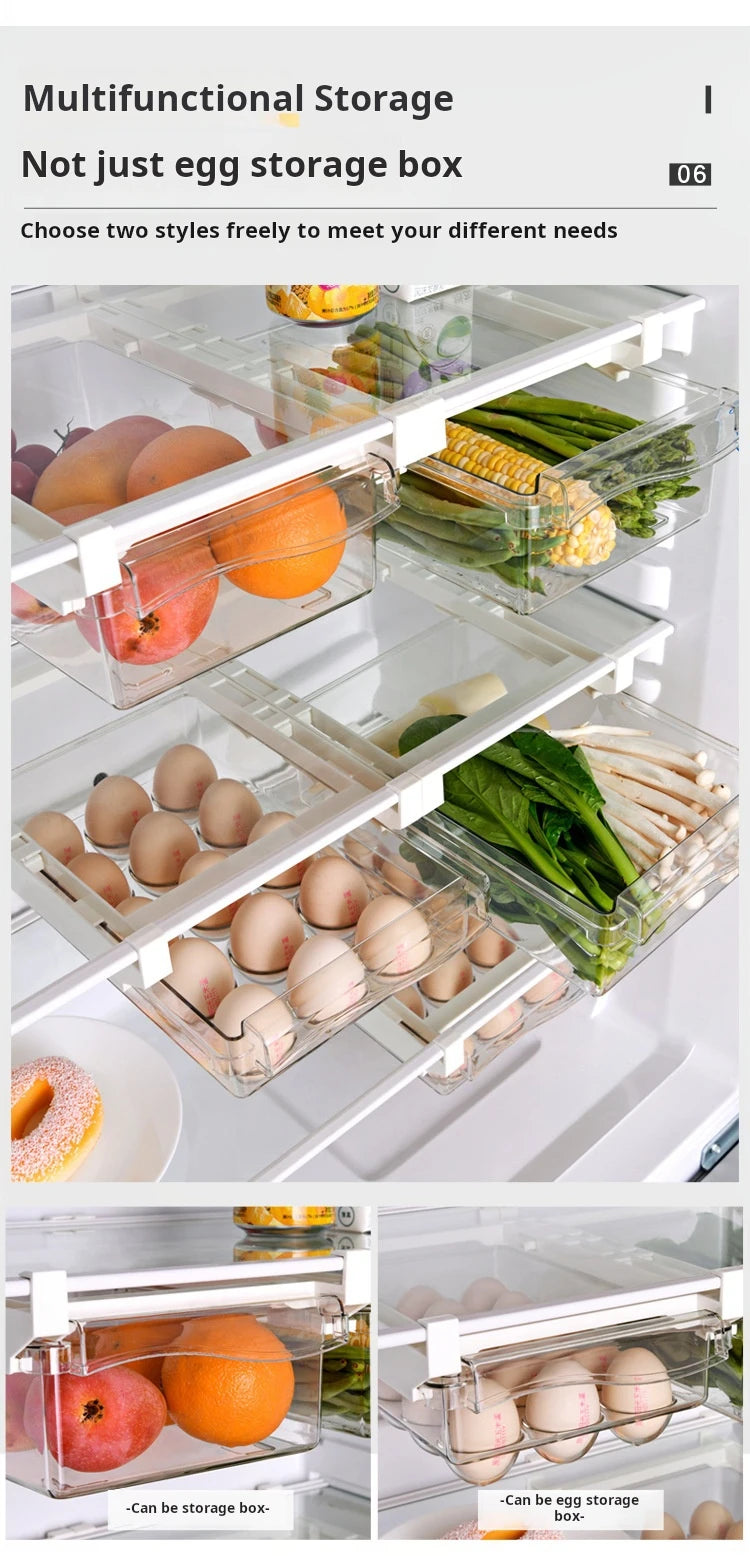 Refrigerator Egg Storage Box Drawer Style Food Fruit Egg Rack Egg Holder Household Plastic Fresh-keeping Box