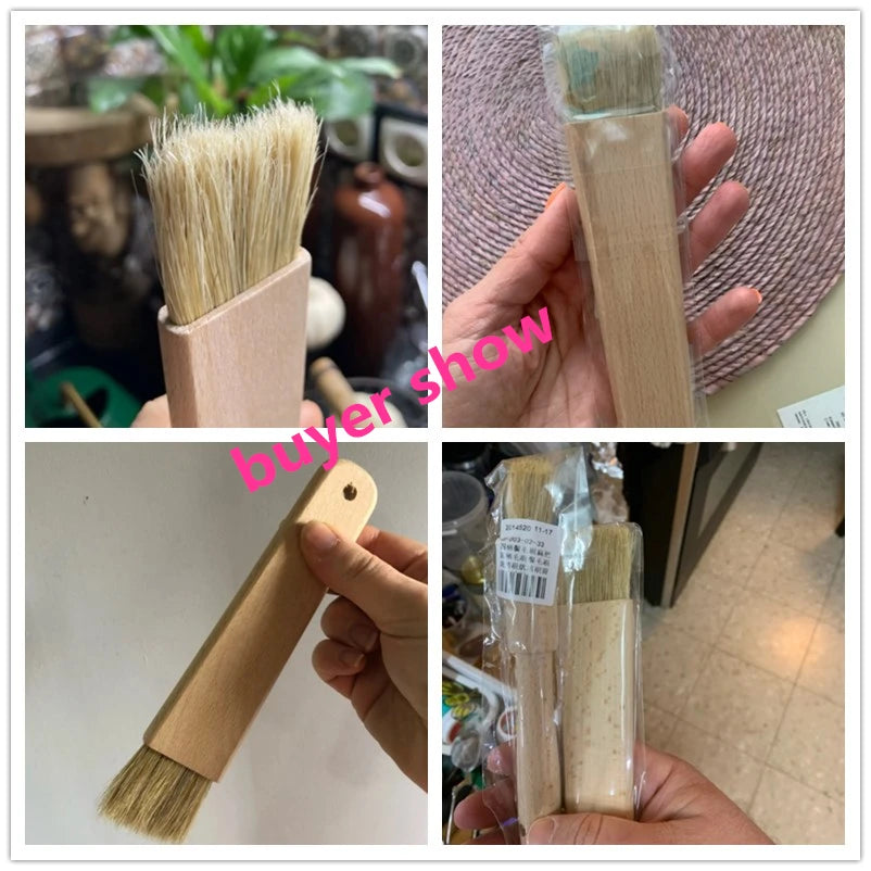 1pc Household Kitchen Brush Barbecue Oil Brush Round Handle Bristle Brushes Flat Pastry Baking Brush Kitchen Cooking Brush