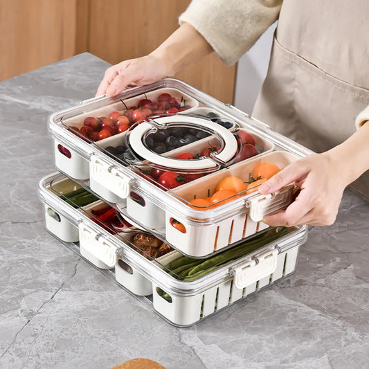 Kitchen Drain Box, Interval Preservation Box, Refrigerator Storage Basket With Handle Storage Box, Made Of PET Material, White