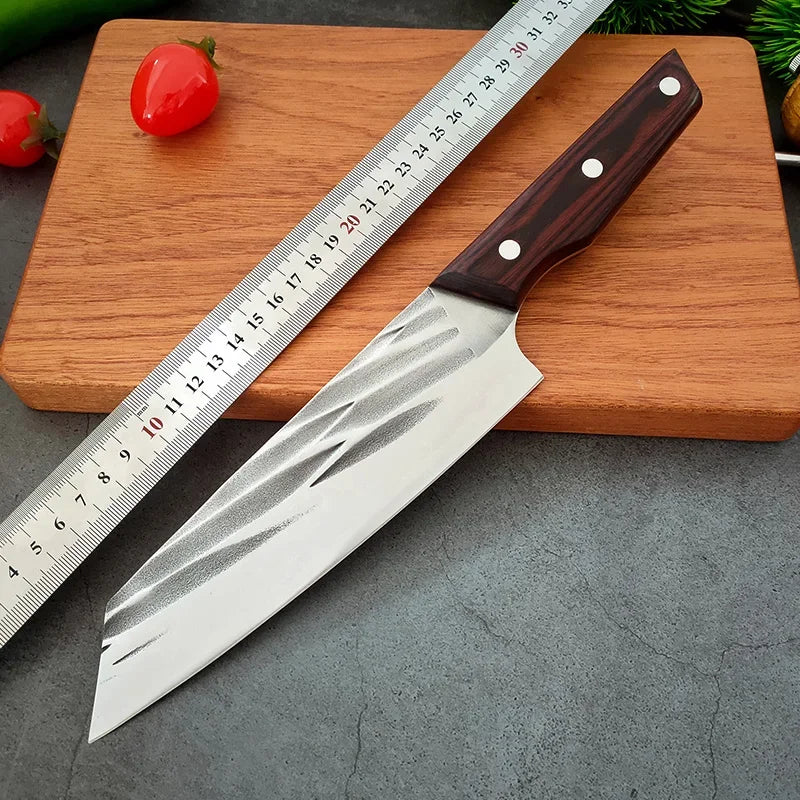 Cuchillo de Cocina Multiusos Forjado a Mano con Mango de Madera