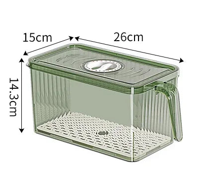 Refrigerator Storage Box with Handle, Vegetable and Fruit Fresh-keeping Storage Box with Lid, Stackable Transparent Storage Box