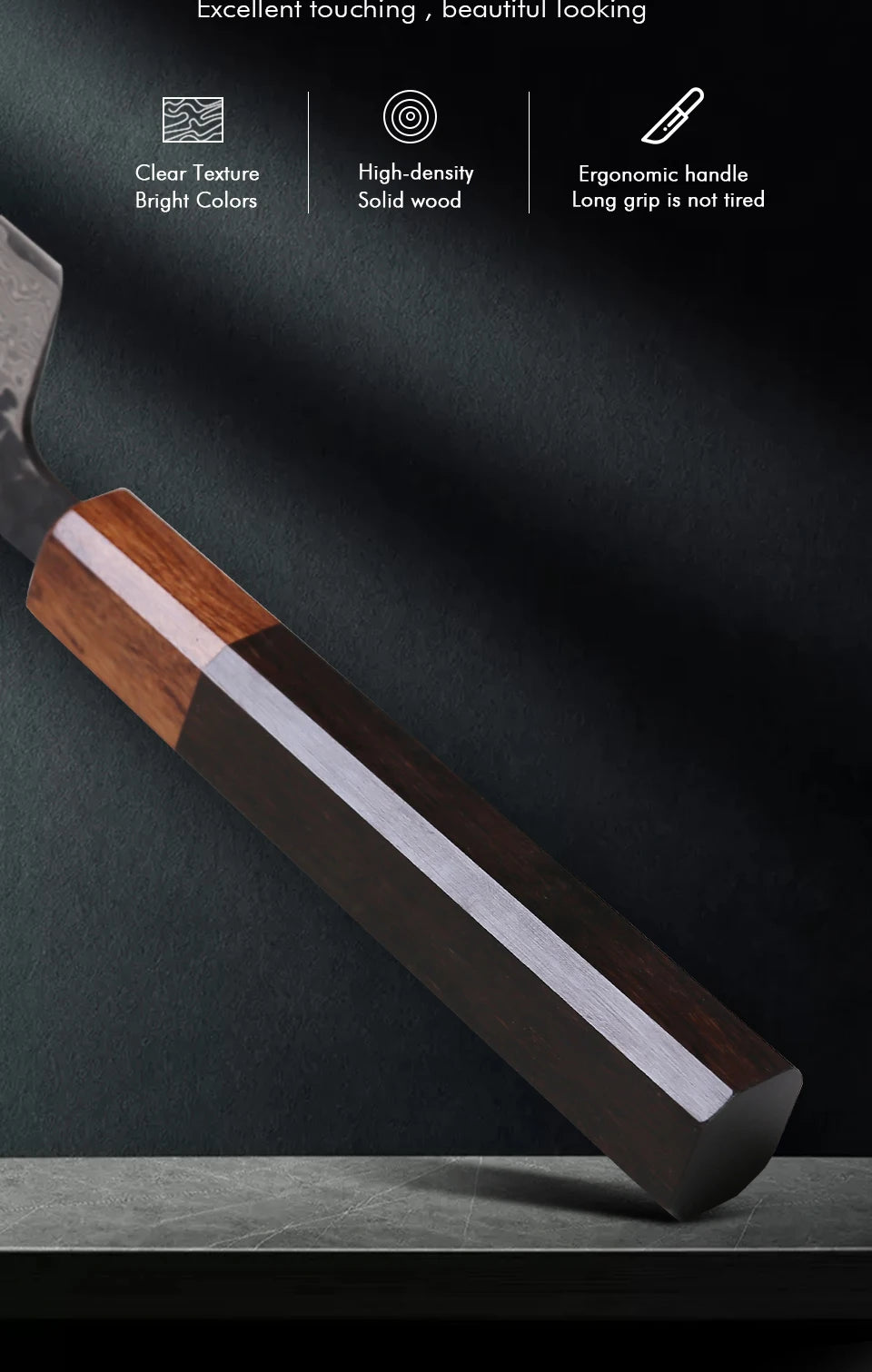 Cuchillo de Chef Japonés Kiritsuke 8.2” – Acero Damasco VG10