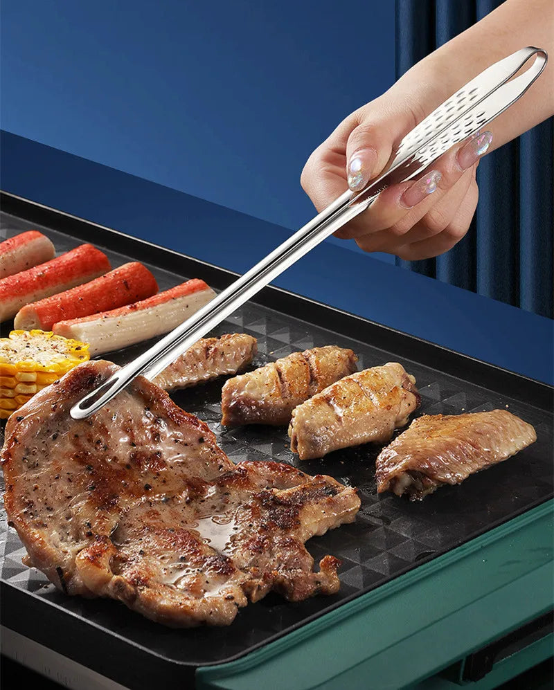 Food Tongs Stainless Steel Barbecue Tongs Meat Salad Steak Food Serving Tongs Tweezers Long BBQ Cooking Tongs Kitchen Utensils