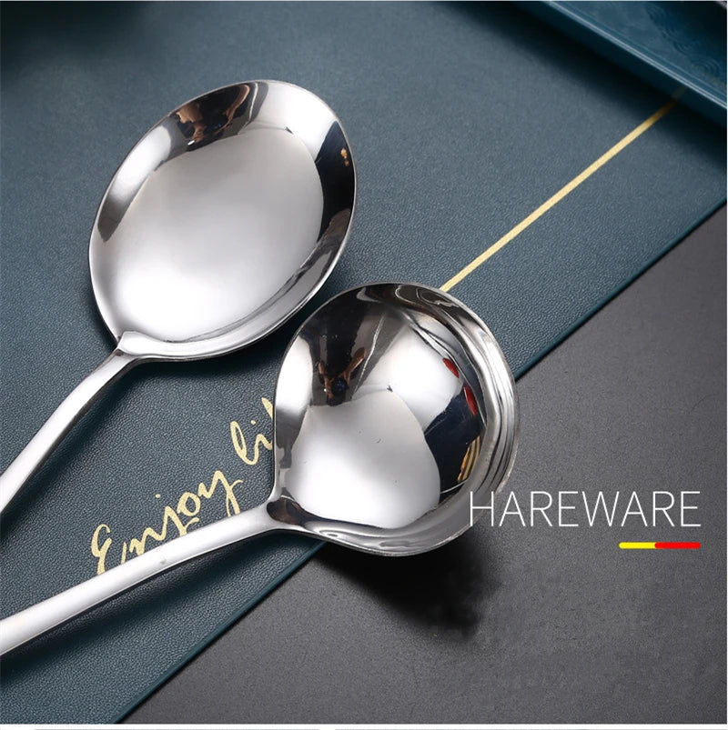 Stainless Steel Gold Korean Serving Spoon Tableware Soup Ladle Colander Fork Shovel Restaurant Public Cutlery Kitchen Utensil