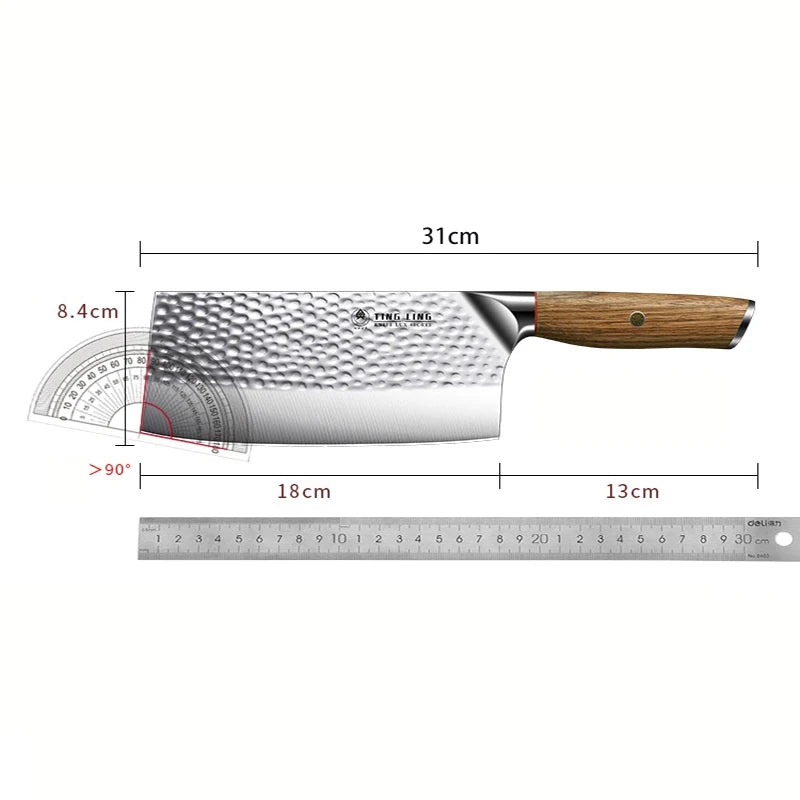 Cuchillo de Cocina Forjado – Acero Inoxidable, Rebanador Profesional con Diseño Martillado