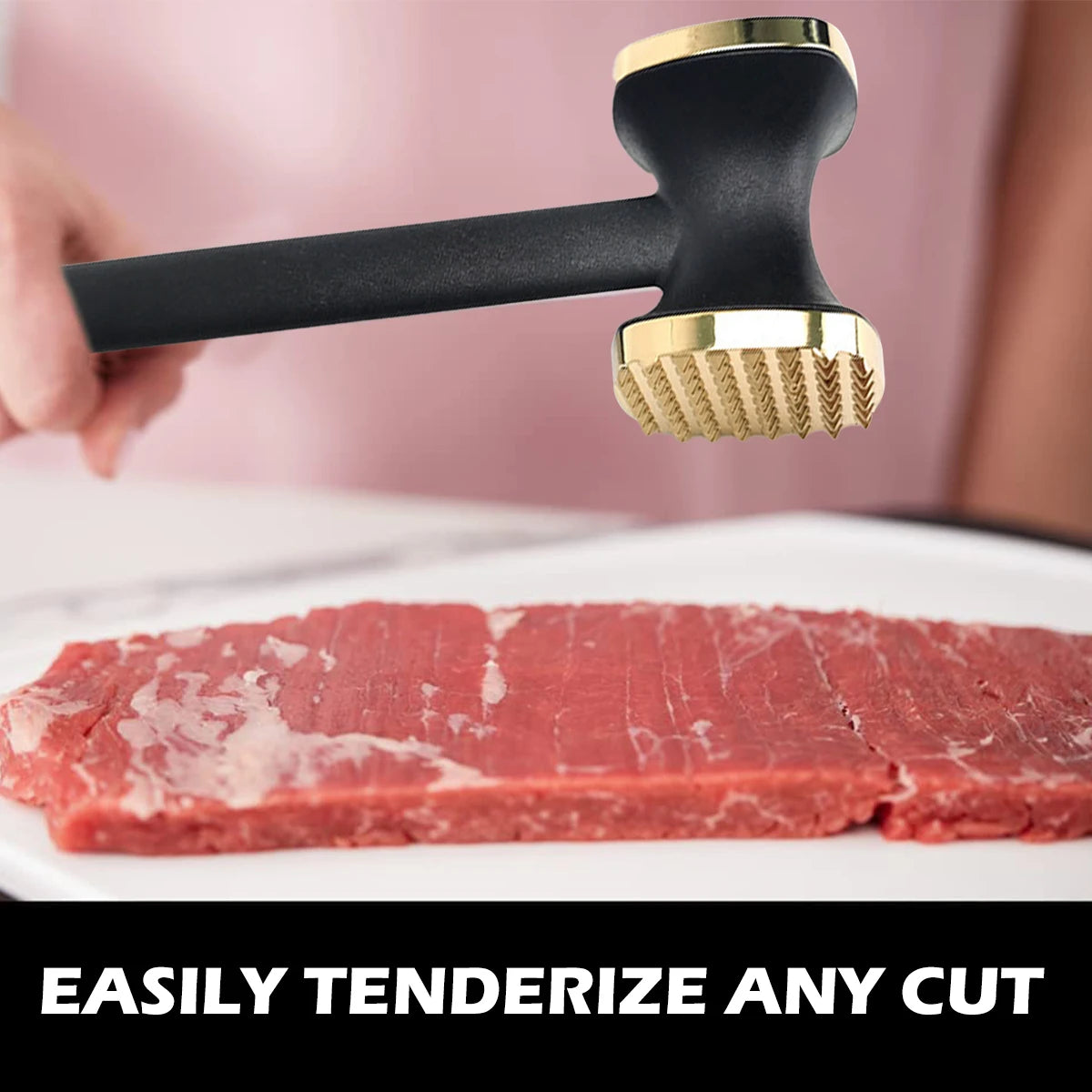 Steak Hammer Mallet Double-Sided Zinc Alloy Meat Tenderizer Meat Pounder Maximizes Food Flavor Meat Hammer Steak Meat Cooking