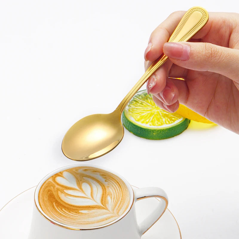 4/8/12PCS Stainless steel mirror Light Gold dessert spoon Coffee spoon suitable for hotel restaurant home kitchen