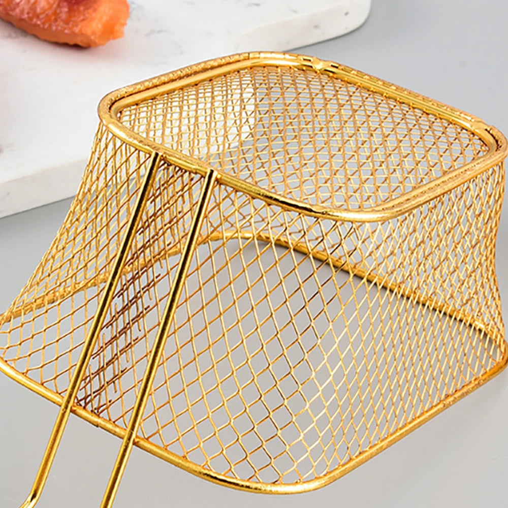 1PC Stainless Steel Frying Basket Multifunctional Mini French Fries Frying Basket Creative Square Oil Separated Frying Basket