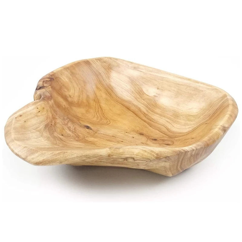 Wooden Fruit Salad Serving Bowl Hand-Carved Root Bowls Creative Living Room Real Wood Candy Bowl