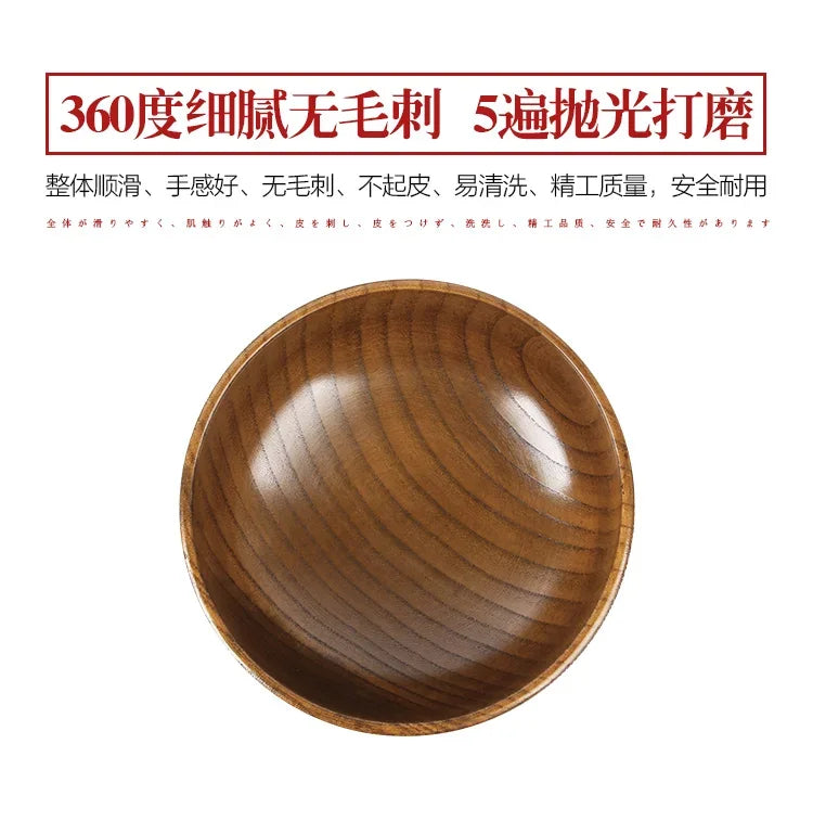 Japanese Wooden Bowls Jujube Wood Children Baby Adults Small Soup Bowls Solid Wood Salad Bowls Retro Household Tableware