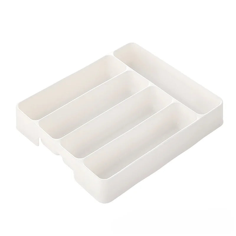 4/5 Compartments Cutlery Organizer Daily Drawer Divider Tray Rectangle Easy Clean Home Kitchen Spoon Fork Separation Box