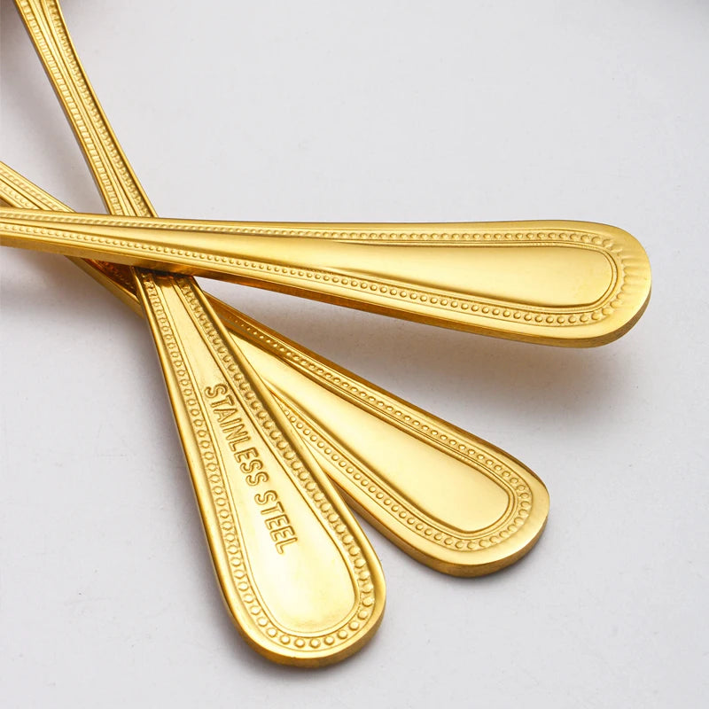 4/8/12PCS Stainless steel mirror Light Gold dessert spoon Coffee spoon suitable for hotel restaurant home kitchen