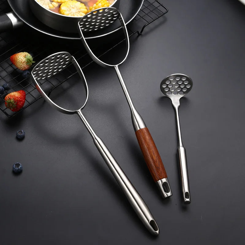 Home Stainless Steel Potato Masher Manual Food Crusher Smooth Garlic Presser Pumpkin Ricer Kitchen Gadgets Household Utensils