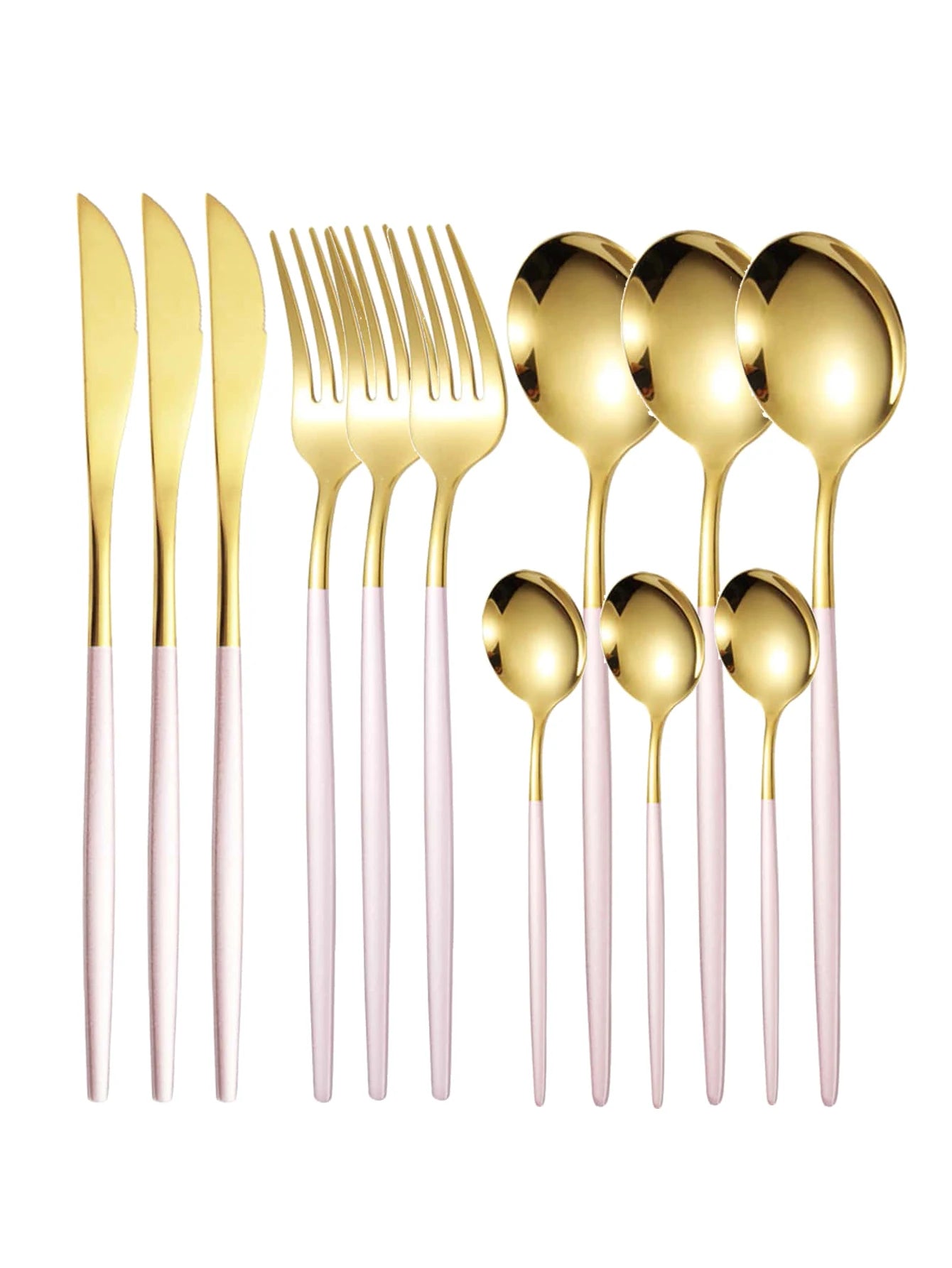 12pc Thin stainless steel cutlery set Portugal steak knife and fork dessert spoon coffee spoon