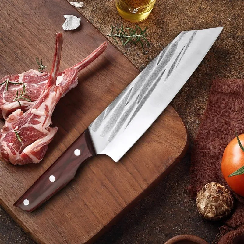 Cuchillo de Cocina Multiusos Forjado a Mano con Mango de Madera