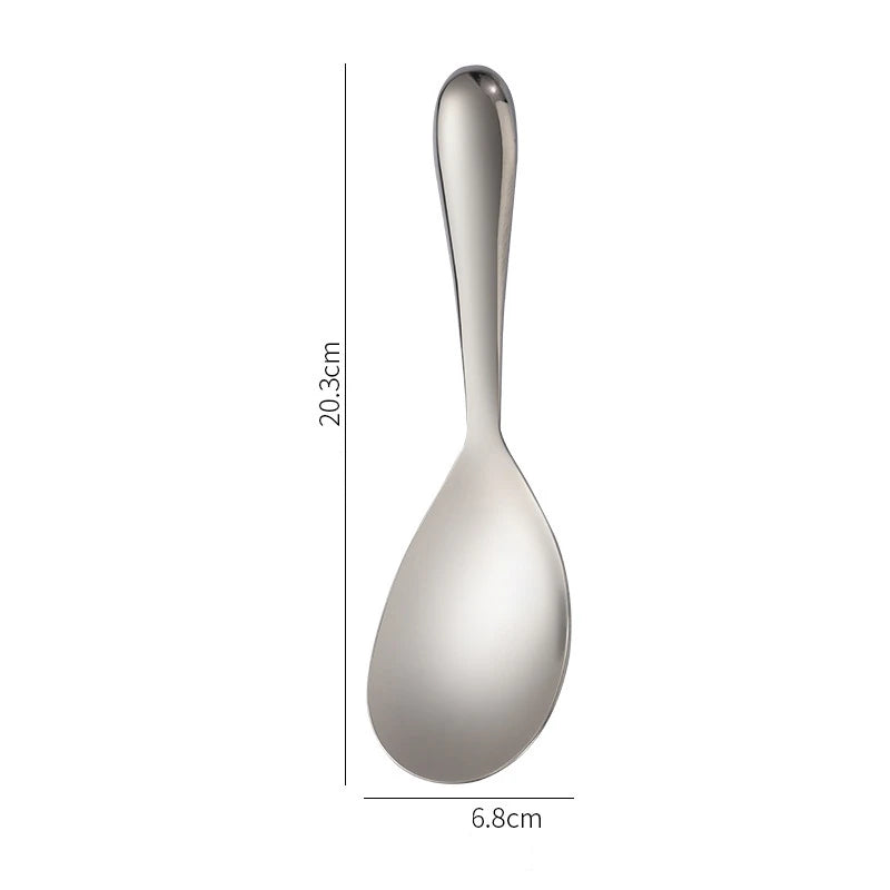 304 Stainless Steel Rice Spoon Thicken Short Handle Large Capacity Soup Spoon Silver Golden Buffet Serving Cutlery Cooking Tools