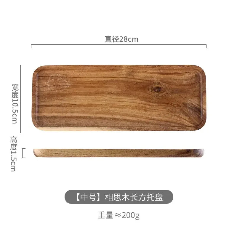 Rectangle Wooden Tea Tray Serving Table Plate Snacks Food Storage Dish for Hotel Home