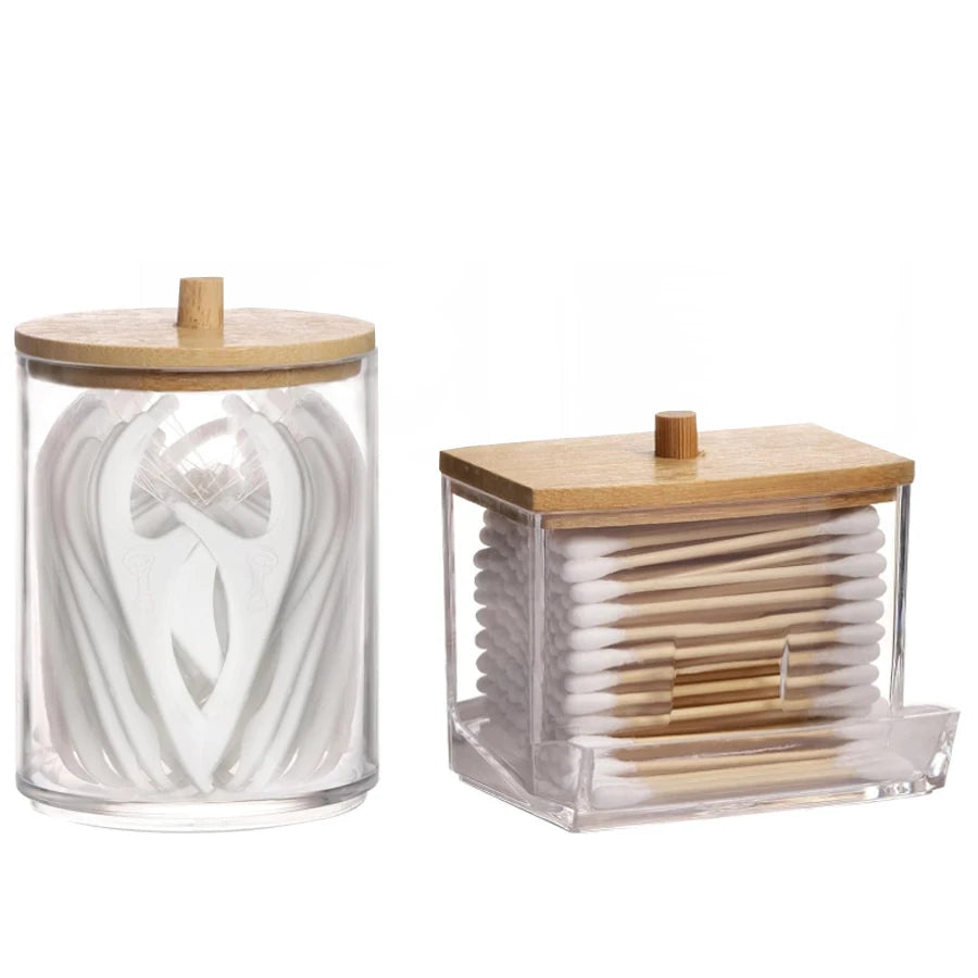 Acrylic swab Holders With Lid, Dust-proof Storage Jars for Swab, Jewelry, Powder Puffs, Beauty Eggs, Household Storage Box