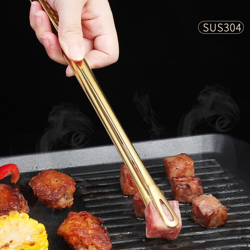 Food Tongs Stainless Steel Barbecue Tongs Meat Salad Steak Food Serving Tongs Tweezers Long BBQ Cooking Tongs Kitchen Utensils